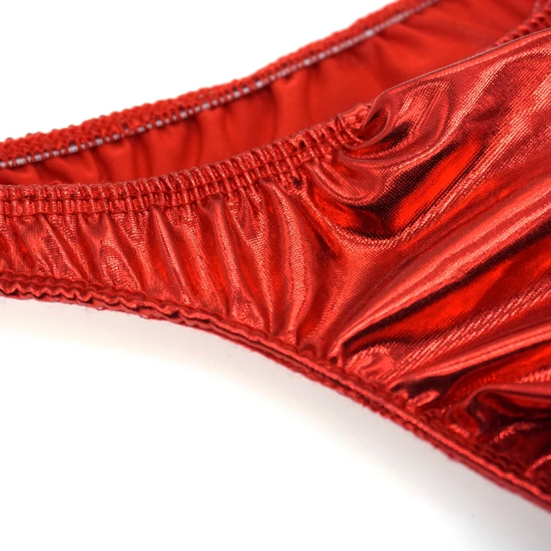String Sexy à rayures pour hommes, sous-vêtements en coton, culotte en cuir verni, pochette, 2019