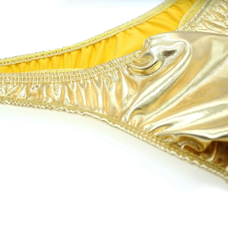 String Sexy à rayures pour hommes, sous-vêtements en coton, culotte en cuir verni, pochette, 2019