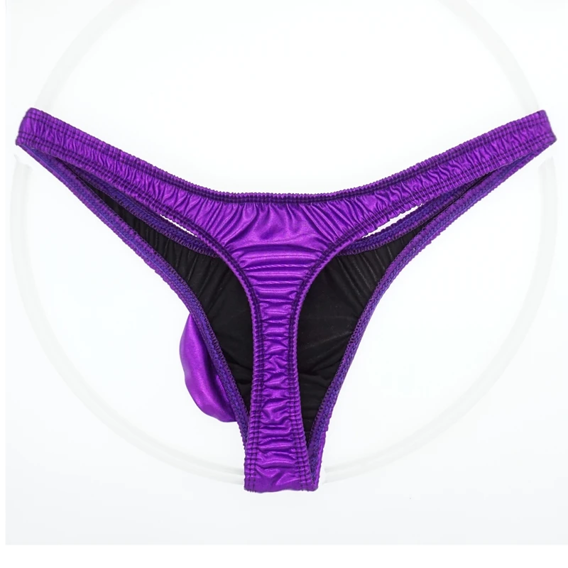 String Sexy à rayures pour hommes, sous-vêtements en coton, culotte en cuir verni, pochette, 2019