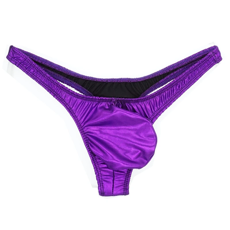 String Sexy à rayures pour hommes, sous-vêtements en coton, culotte en cuir verni, pochette, 2019