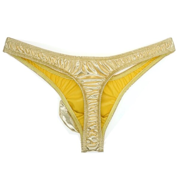 String Sexy à rayures pour hommes, sous-vêtements en coton, culotte en cuir verni, pochette, 2019 – Image 5