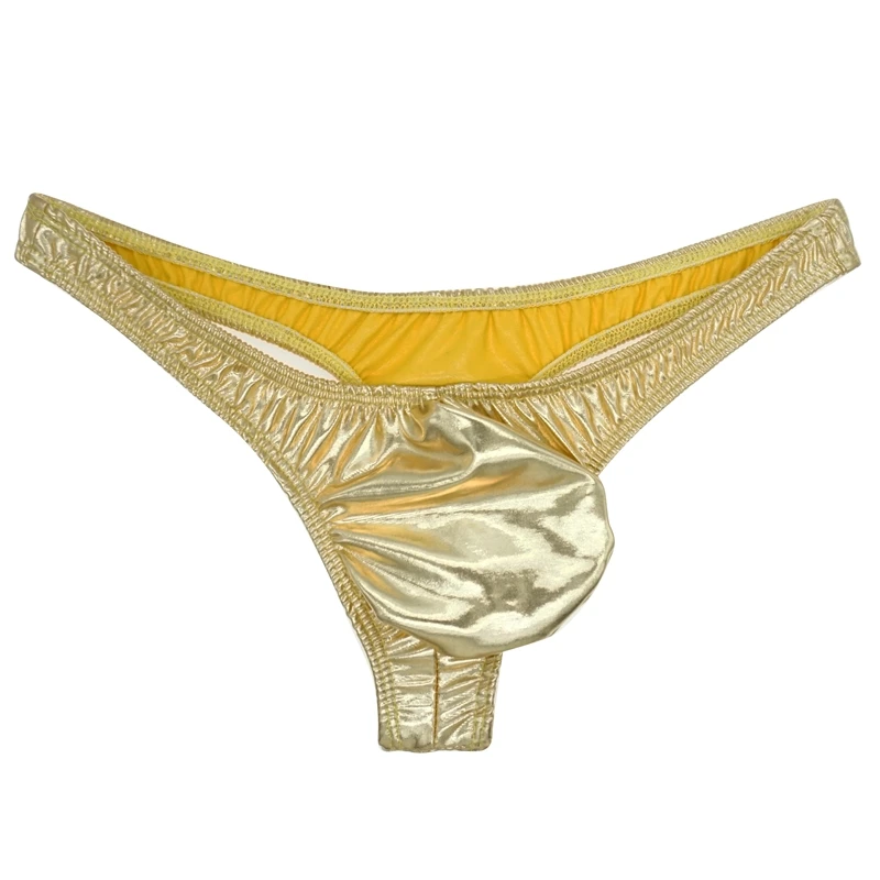 String Sexy à rayures pour hommes, sous-vêtements en coton, culotte en cuir verni, pochette, 2019