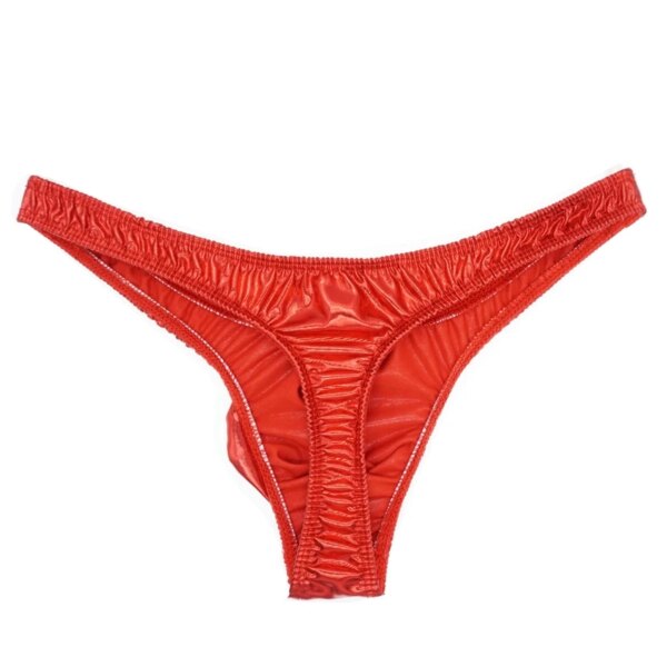 String Sexy à rayures pour hommes, sous-vêtements en coton, culotte en cuir verni, pochette, 2019 – Image 3