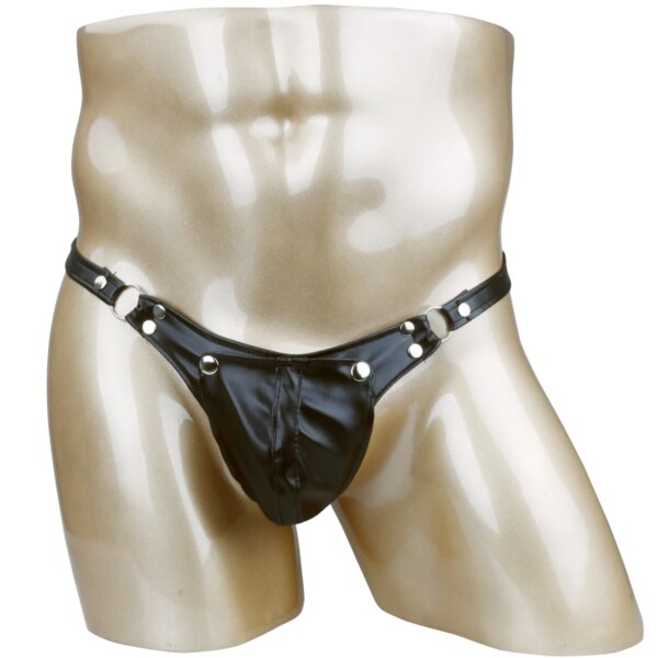 String sexy en faux cuir pour homme, sous-vêtement gay – Image 2