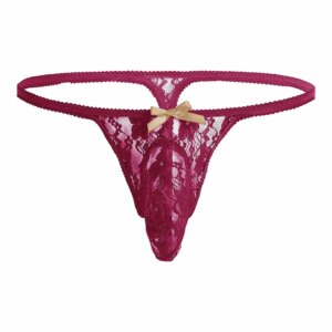 String élastique sexy pour hommes, culotte en maille, sous-vêtements respirants, nœud papillon, grosses poudres, short en dentelle G-String, lingerie sensuelle Sissy