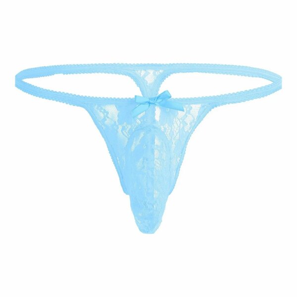 String élastique sexy pour hommes, culotte en maille, sous-vêtements respirants, nœud papillon, grosses poudres, short en dentelle G-String, lingerie sensuelle Sissy – Image 2