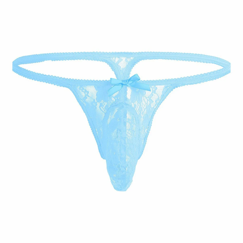 String élastique sexy pour hommes, culotte en maille, sous-vêtements respirants, nœud papillon, grosses poudres, short en dentelle G-String, lingerie sensuelle Sissy