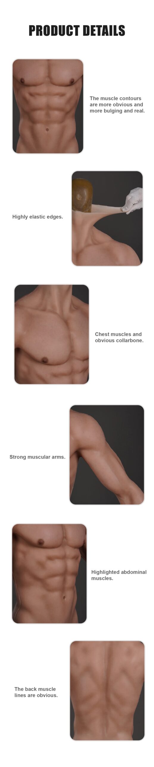Cyomi-Combinaison de Faux Corps en Silicone Imbibé de Muscles Artificiels pour Homme, Simulation de Ventre Réaliste avec Bras pour Travesti