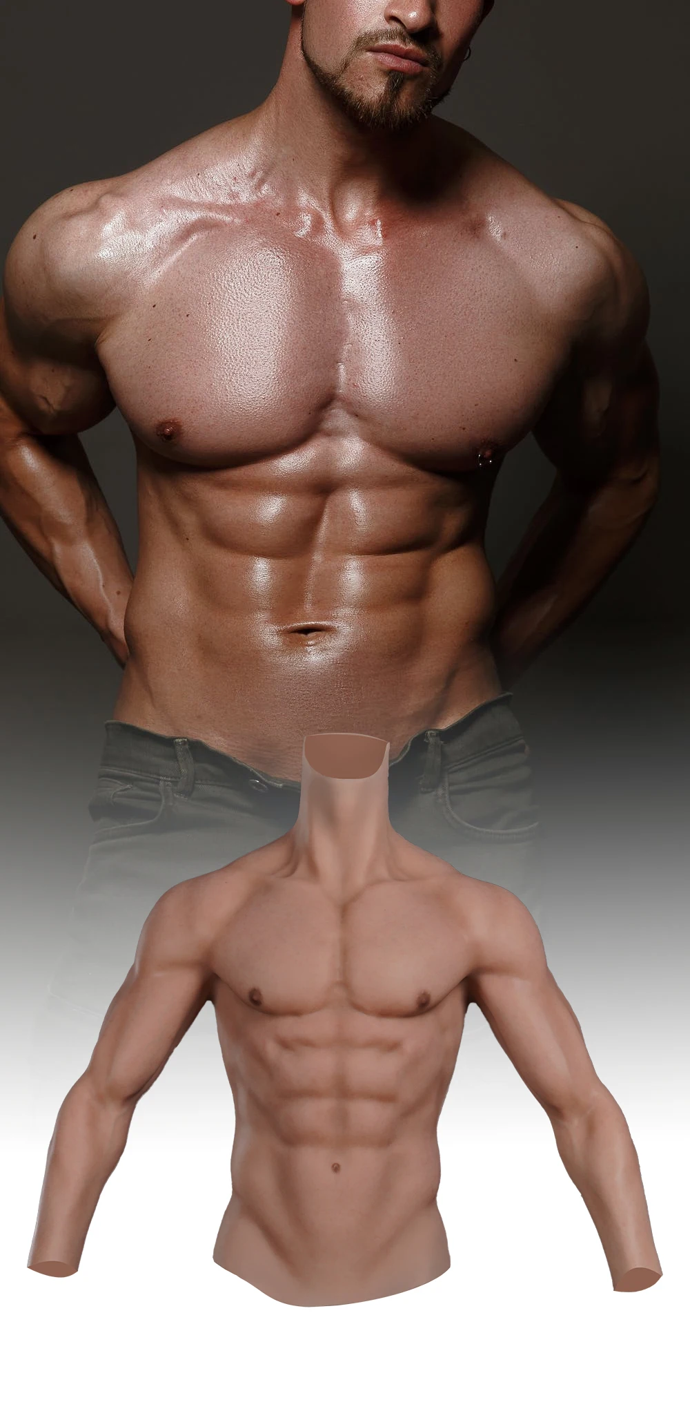 Cyomi-Combinaison de Faux Corps en Silicone Imbibé de Muscles Artificiels pour Homme, Simulation de Ventre Réaliste avec Bras pour Travesti