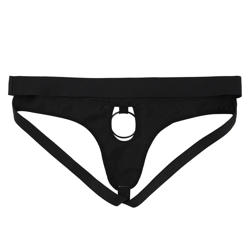 MSemis-Jockstrap Sexy Lingerie Culotte pour Homme, Faux Cuir, Fesses Ouvertes, String Zones Me, Sous-Vêtements Gay Homme avec Anneaux O, Trou pour Pénis