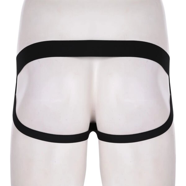 MSemis-Jockstrap Sexy Lingerie Culotte pour Homme, Faux Cuir, Fesses Ouvertes, String Zones Me, Sous-Vêtements Gay Homme avec Anneaux O, Trou pour Pénis – Image 4