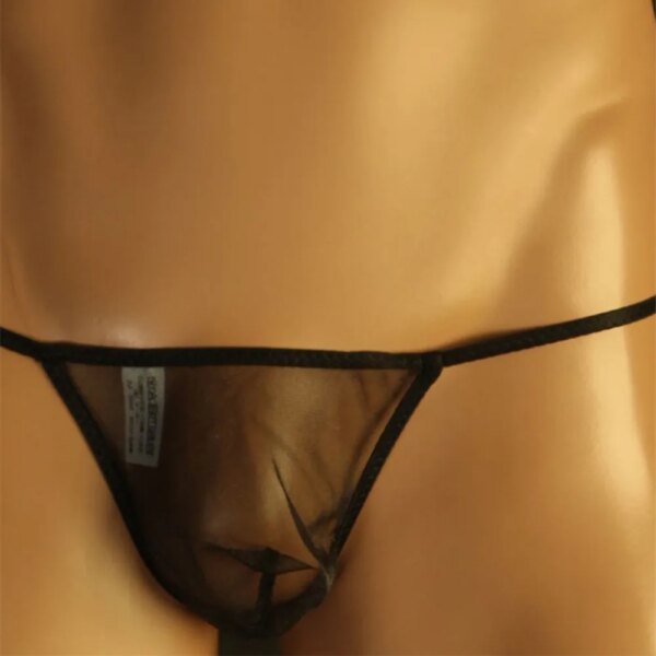 T-string sexy pour hommes, lingerie gay, taille basse, slip en maille ultra-mince, transparent, bikini, caleçon – Image 2