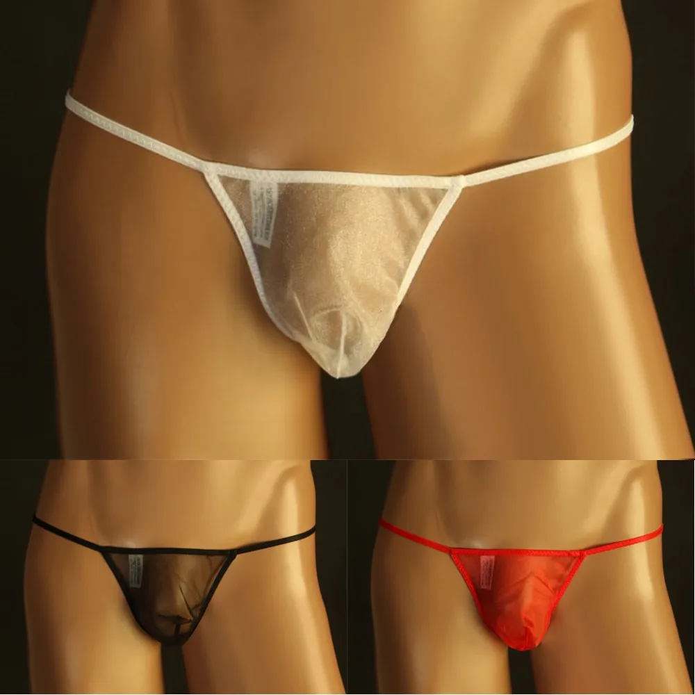 T-string sexy pour hommes, lingerie gay, taille basse, slip en maille ultra-mince, transparent, bikini, caleçon