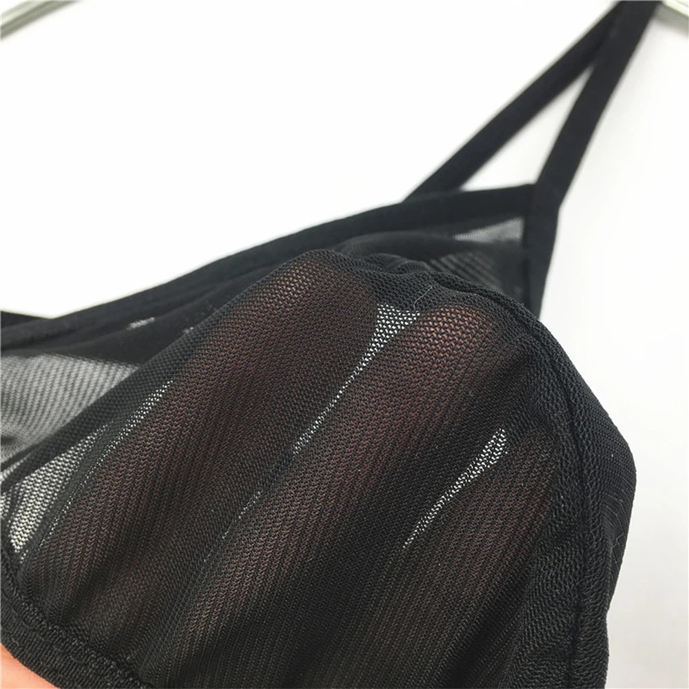 T-string sexy pour hommes, lingerie gay, taille basse, slip en maille ultra-mince, transparent, bikini, caleçon