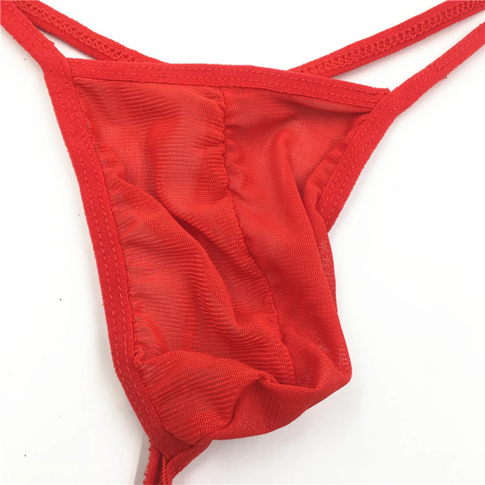 T-string sexy pour hommes, lingerie gay, taille basse, slip en maille ultra-mince, transparent, bikini, caleçon