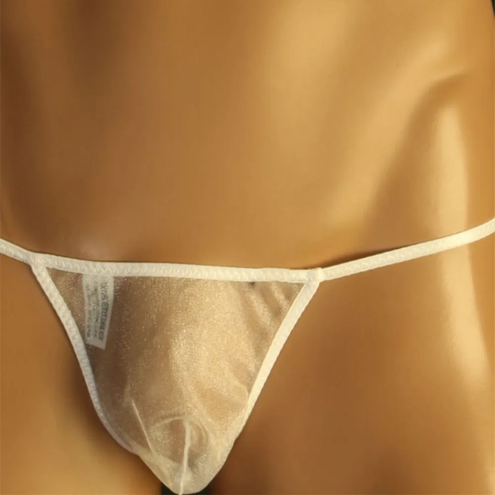 T-string sexy pour hommes, lingerie gay, taille basse, slip en maille ultra-mince, transparent, bikini, caleçon