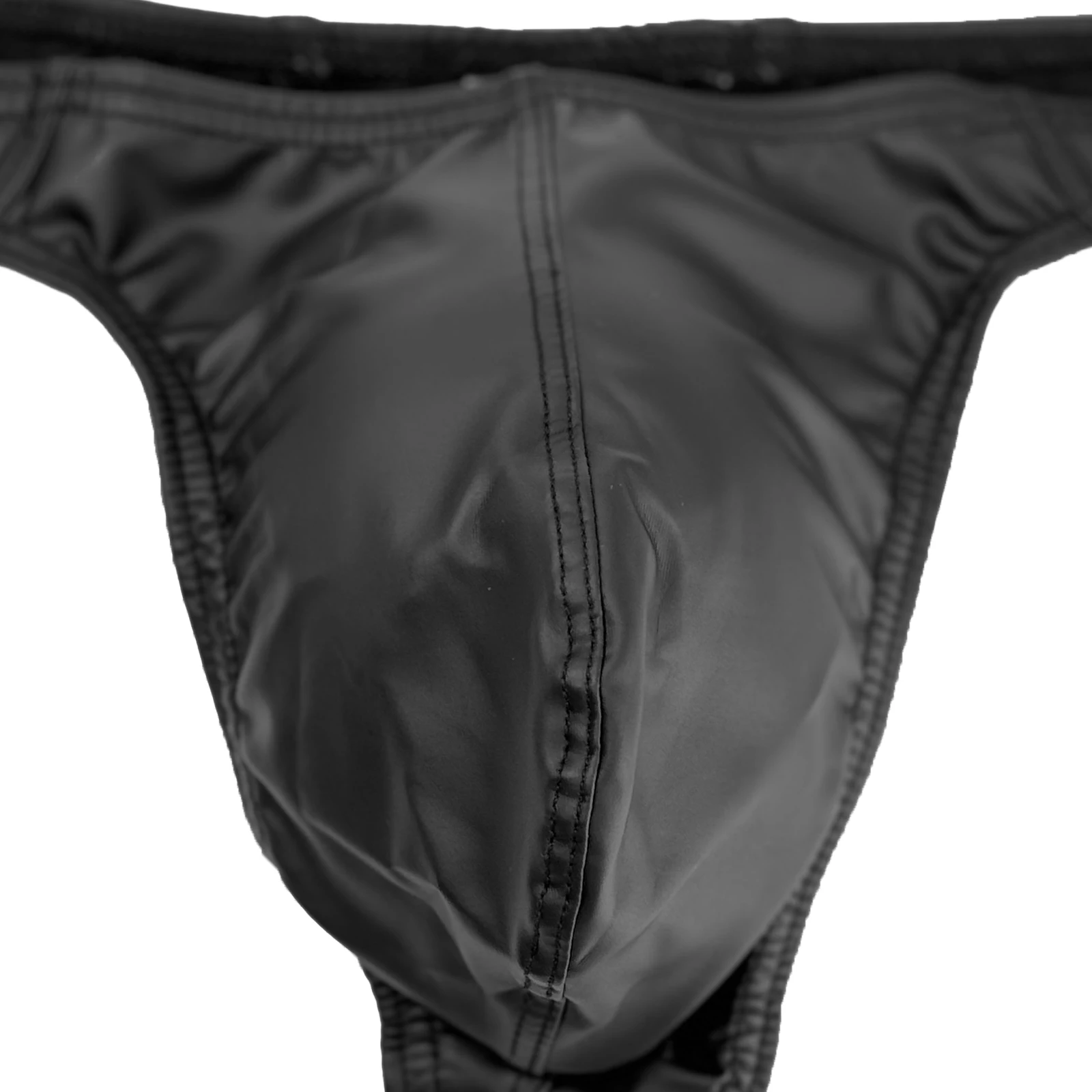 String en simili cuir pour hommes, sous-vêtements Sexy, Look mouillé, taille basse, t-back, poche bombée, Lingerie, caleçon, CLEVER-MENMODE