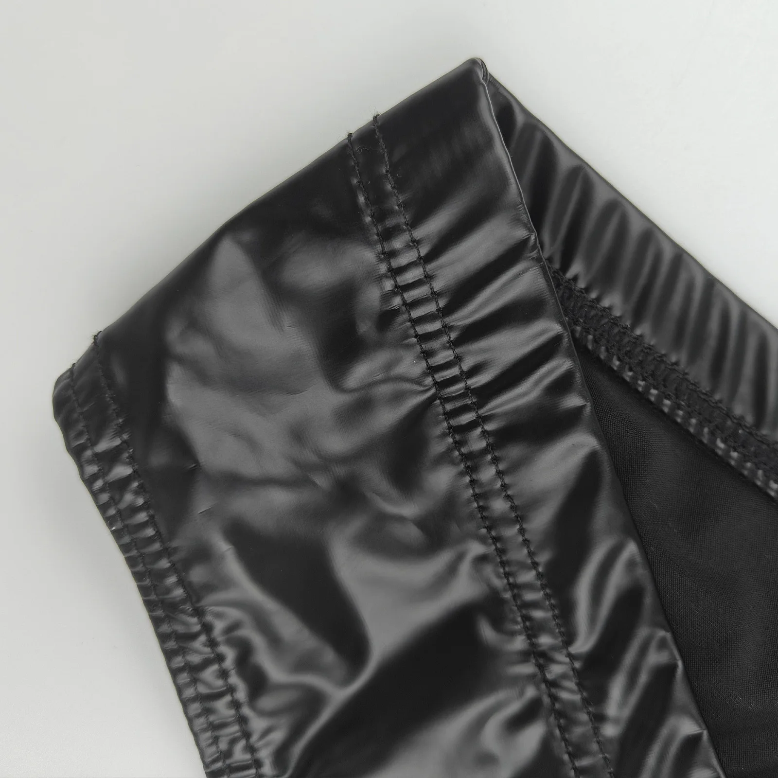 Sous-vêtement Sexy en Faux cuir noir pour hommes, string élastique, t-back, anneau en métal, Lingerie décorative, CLEVER-MENMODE