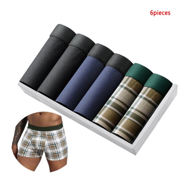 6 Pièces par Paquet, Boxer Noir Doux et Respirant pour Homme, Sous-Vêtement Masculin, Slip, Culotte, Zones Me Goals, 2024 – Image 5