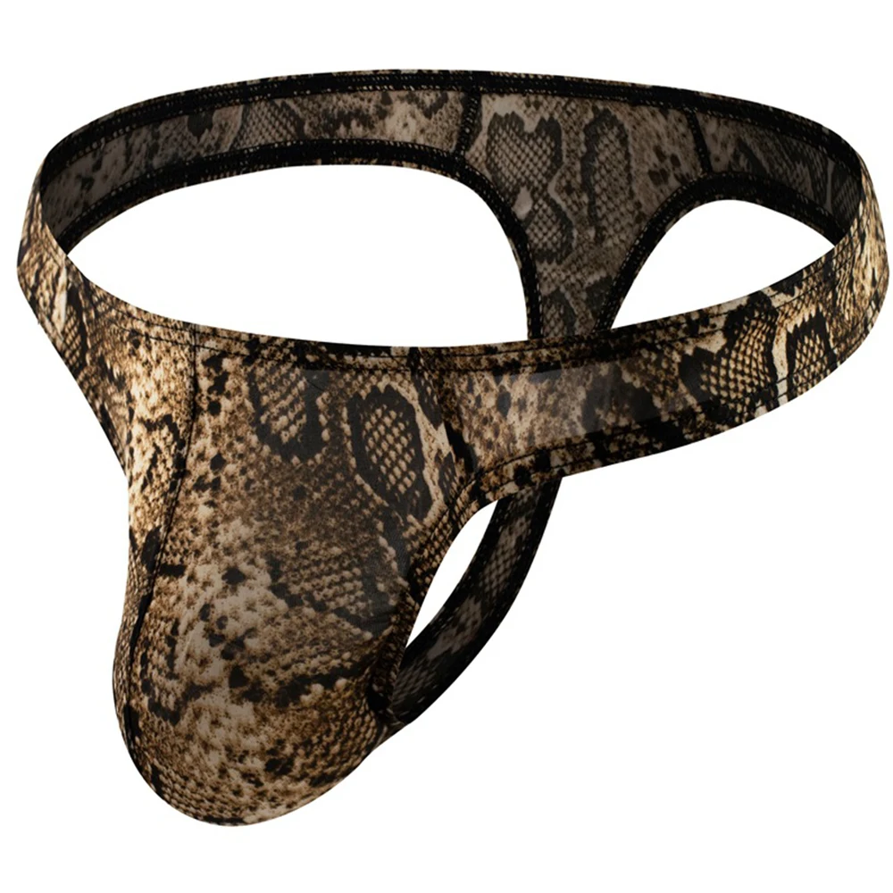 String léopard pour homme, sexy, en poudre, sous-vêtement, culotte, bikini, jockstrap, lingerie masculine