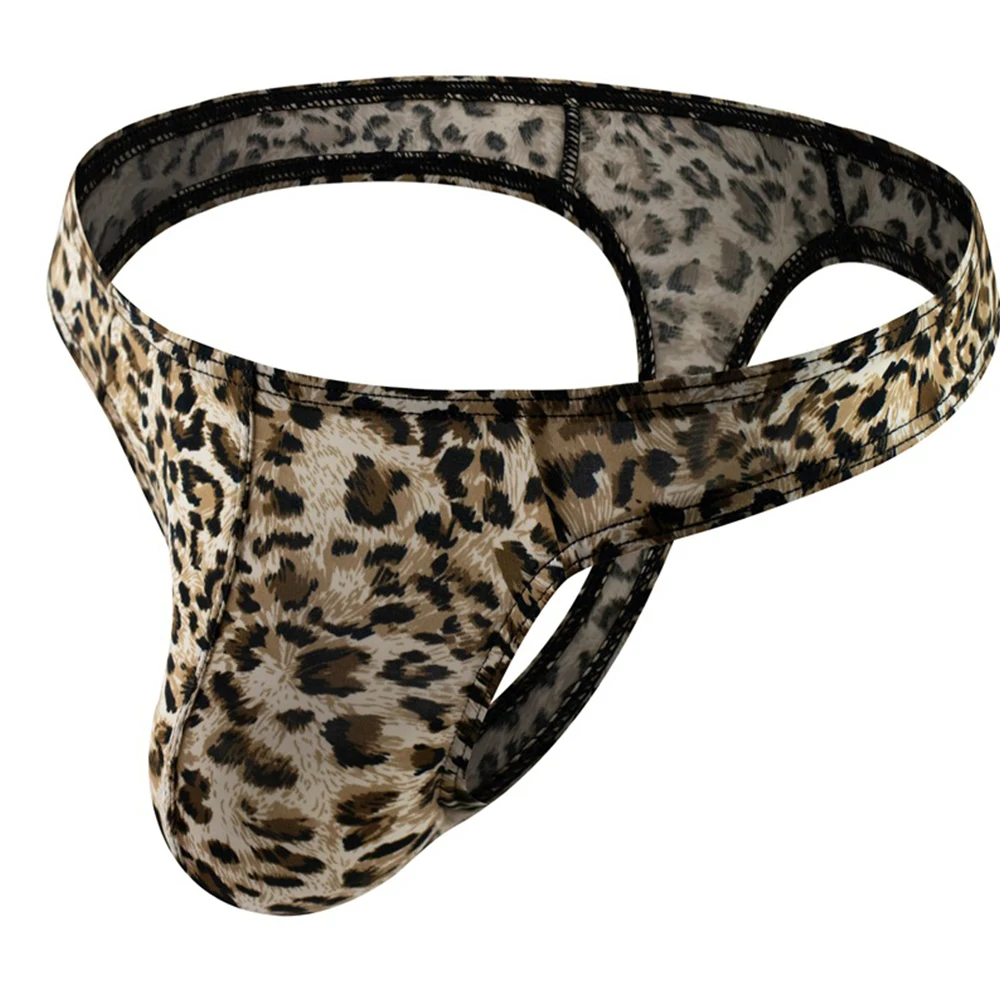 String léopard pour homme, sexy, en poudre, sous-vêtement, culotte, bikini, jockstrap, lingerie masculine