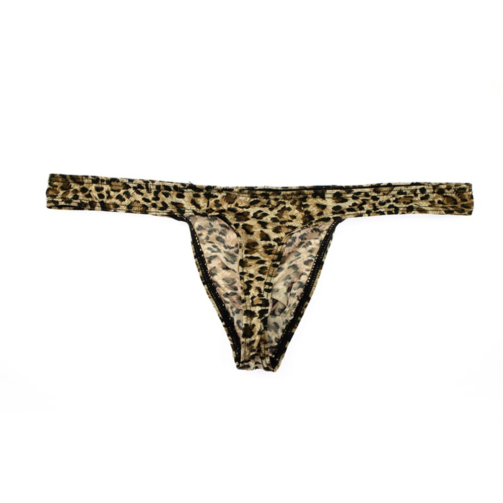 String léopard pour homme, sexy, en poudre, sous-vêtement, culotte, bikini, jockstrap, lingerie masculine