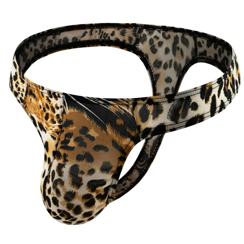 String léopard pour homme, sexy, en poudre, sous-vêtement, culotte, bikini, jockstrap, lingerie masculine