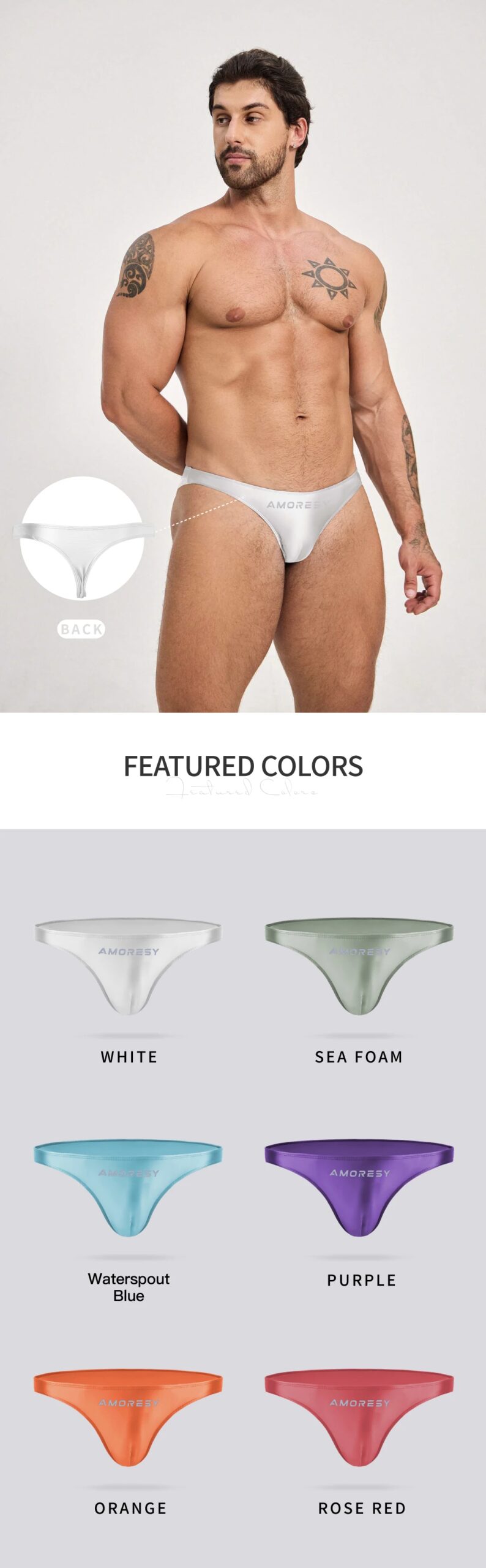 AMORESY-Slip de sport en spandex pour homme, sous-vêtement sexy, taille ultra-basse, confortable, maillot de bain