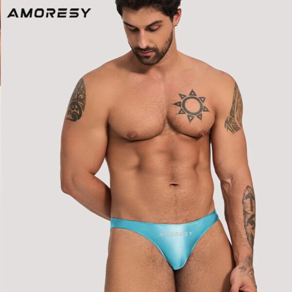 AMORESY-Slip de sport en spandex pour homme, sous-vêtement sexy, taille ultra-basse, confortable, maillot de bain – Image 2