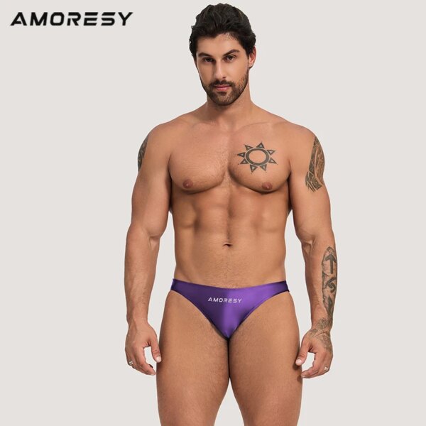 AMORESY-Slip de sport en spandex pour homme, sous-vêtement sexy, taille ultra-basse, confortable, maillot de bain – Image 3
