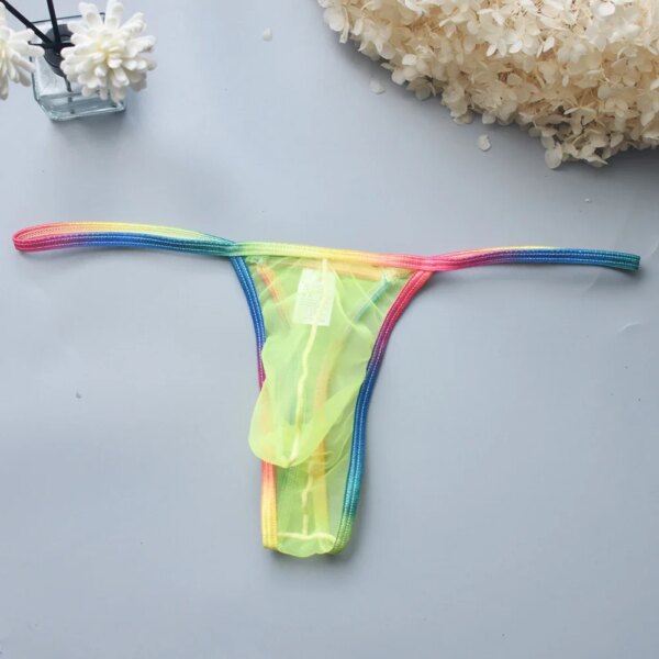 String en maille pour hommes, culotte sexy, taille basse, U, convexe, poudres, culotte transparente, lingerie, sous-vêtements – Image 5