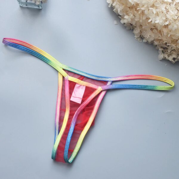 String en maille pour hommes, culotte sexy, taille basse, U, convexe, poudres, culotte transparente, lingerie, sous-vêtements – Image 4