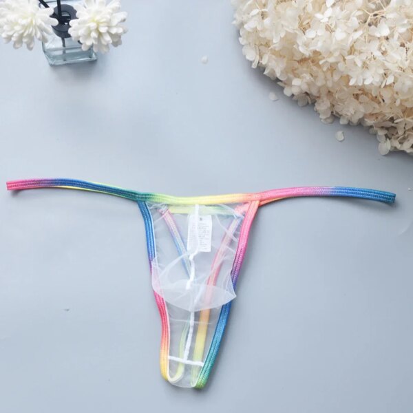 String en maille pour hommes, culotte sexy, taille basse, U, convexe, poudres, culotte transparente, lingerie, sous-vêtements – Image 2
