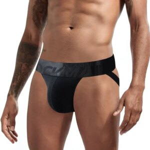 Jockmail-Sous-vêtements Jockstrap pour hommes, Supporters athlétiques, Coton, Noir, Blanc, Taille basse, Performance commandée, dehors, Gym, Poudres U convexe