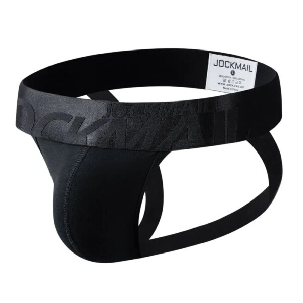 Jockmail-Sous-vêtements Jockstrap pour hommes, Supporters athlétiques, Coton, Noir, Blanc, Taille basse, Performance commandée, dehors, Gym, Poudres U convexe – Image 5