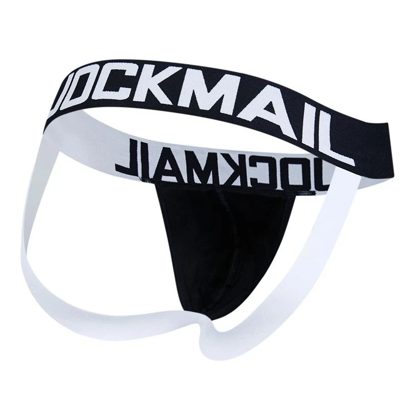 Jockmail-Sous-vêtements Jockstrap pour hommes, Supporters athlétiques, Coton, Noir, Blanc, Taille basse, Performance commandée, dehors, Gym, Poudres U convexe