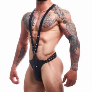 Sous-vêtements Jockstrap pour hommes, lingerie sexy, costume de batterie de poitrine SFP, jock une pièce avec perfecCodpiece, gros renflement, taille réglable