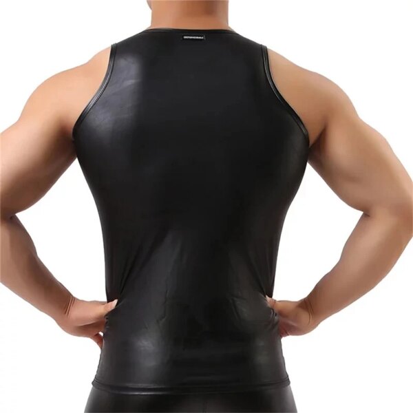 Chemises en cuir PU pour hommes, gaine saillante, percussions en latex souple, t-shirts sexy en cuir verni, Y-fibr7. 0 – Image 5