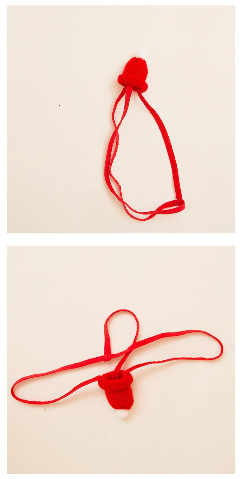 Sous-vêtements sexy pour hommes, chapeau de coq de Noël, culotte t-back, string, pénis, tongs, lingerie gay, sans entrejambe, 7.0