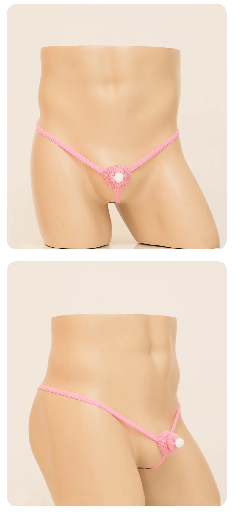 Sous-vêtements sexy pour hommes, chapeau de coq de Noël, culotte t-back, string, pénis, tongs, lingerie gay, sans entrejambe, 7.0