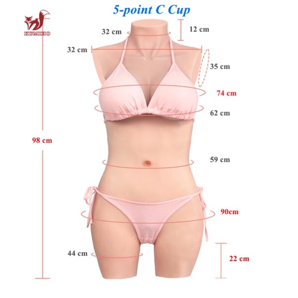 KUMI00-C Costume de batterie à 5 points en silicone, faux vagin, formes mammaires, corps en silicone pour Crossdresser Drag Queen, D Cup, Cosplay Sissy – Image 6