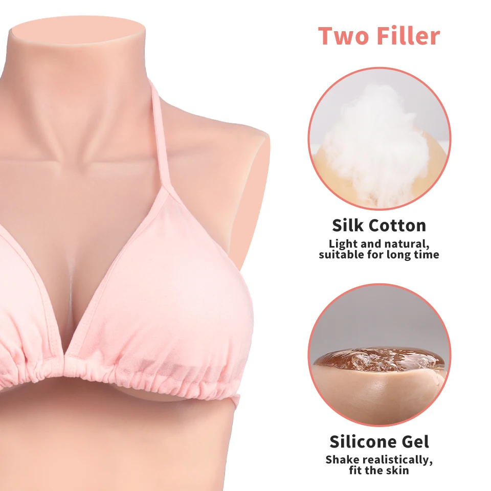 KUMI00-C Costume de batterie à 5 points en silicone, faux vagin, formes mammaires, corps en silicone pour Crossdresser Drag Queen, D Cup, Cosplay Sissy
