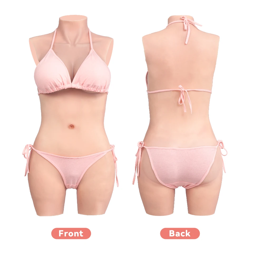 KUMI00-C Costume de batterie à 5 points en silicone, faux vagin, formes mammaires, corps en silicone pour Crossdresser Drag Queen, D Cup, Cosplay Sissy