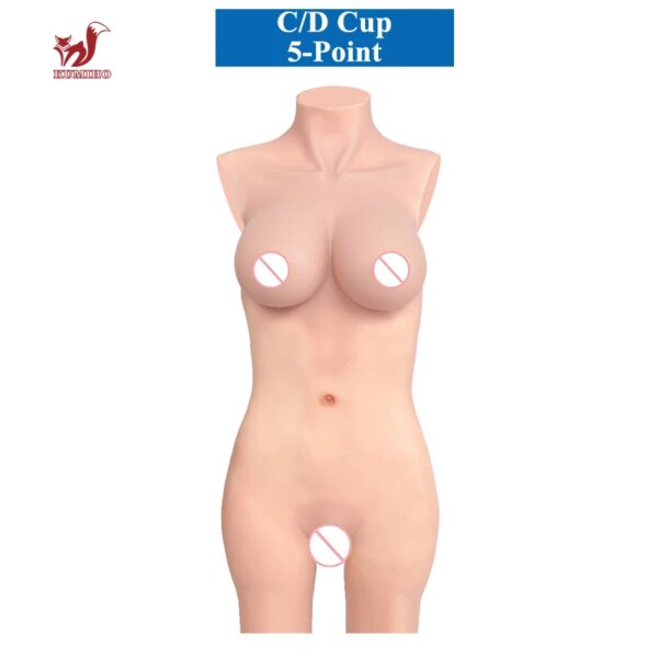 KUMI00-C Costume de batterie à 5 points en silicone, faux vagin, formes mammaires, corps en silicone pour Crossdresser Drag Queen, D Cup, Cosplay Sissy – Image 2