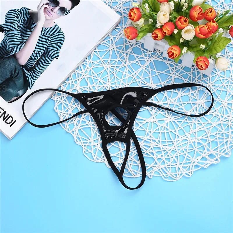 MSemis-Culotte en cuir verni pour hommes, sous-vêtements en string, string à bout ouvert, culotte gay pour hommes avec trous pour pénis, nouvelle lingerie sexy, également