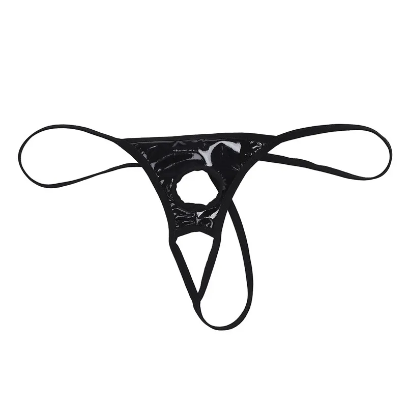 MSemis-Culotte en cuir verni pour hommes, sous-vêtements en string, string à bout ouvert, culotte gay pour hommes avec trous pour pénis, nouvelle lingerie sexy, également