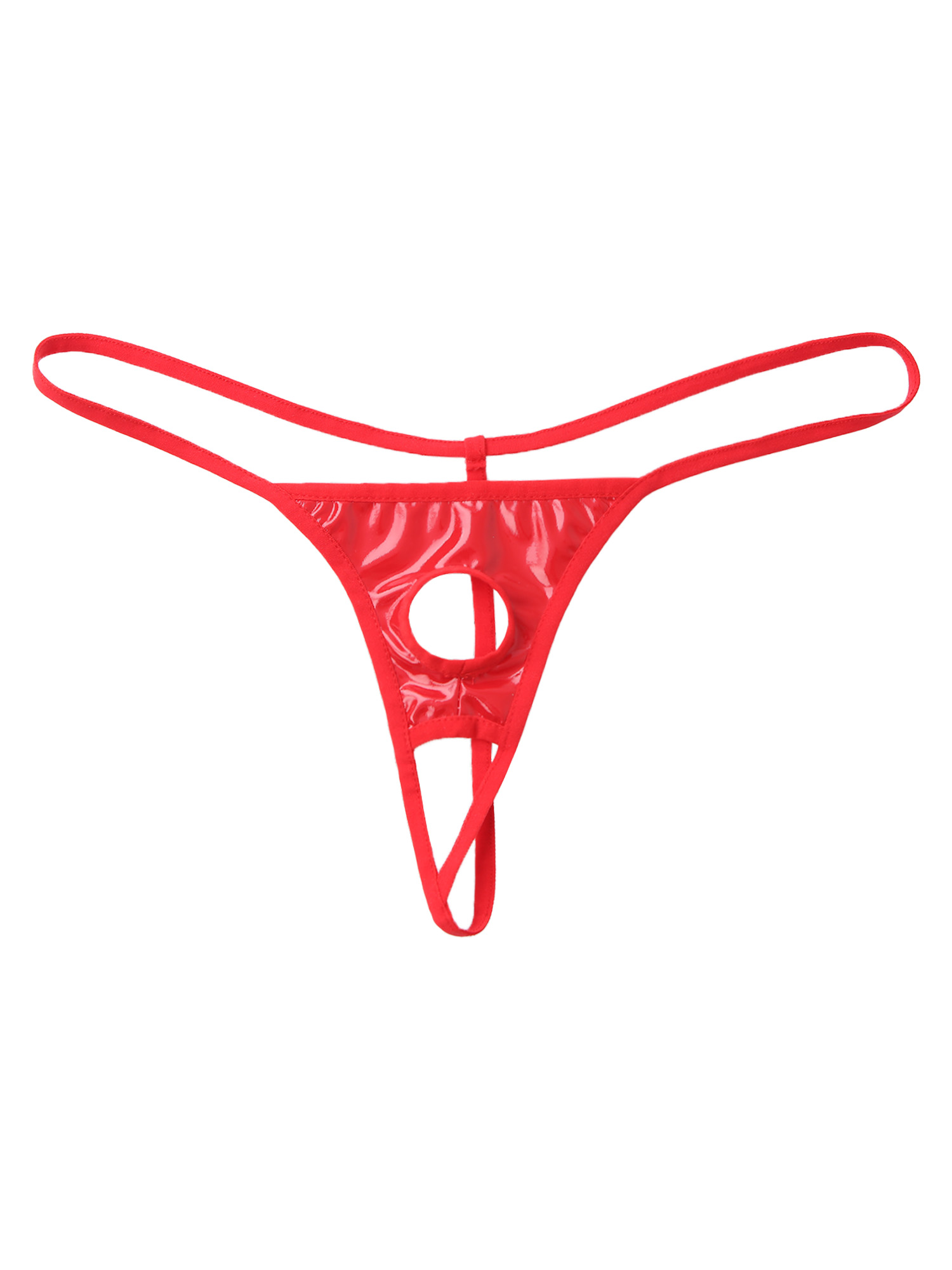MSemis-Culotte en cuir verni pour hommes, sous-vêtements en string, string à bout ouvert, culotte gay pour hommes avec trous pour pénis, nouvelle lingerie sexy, également