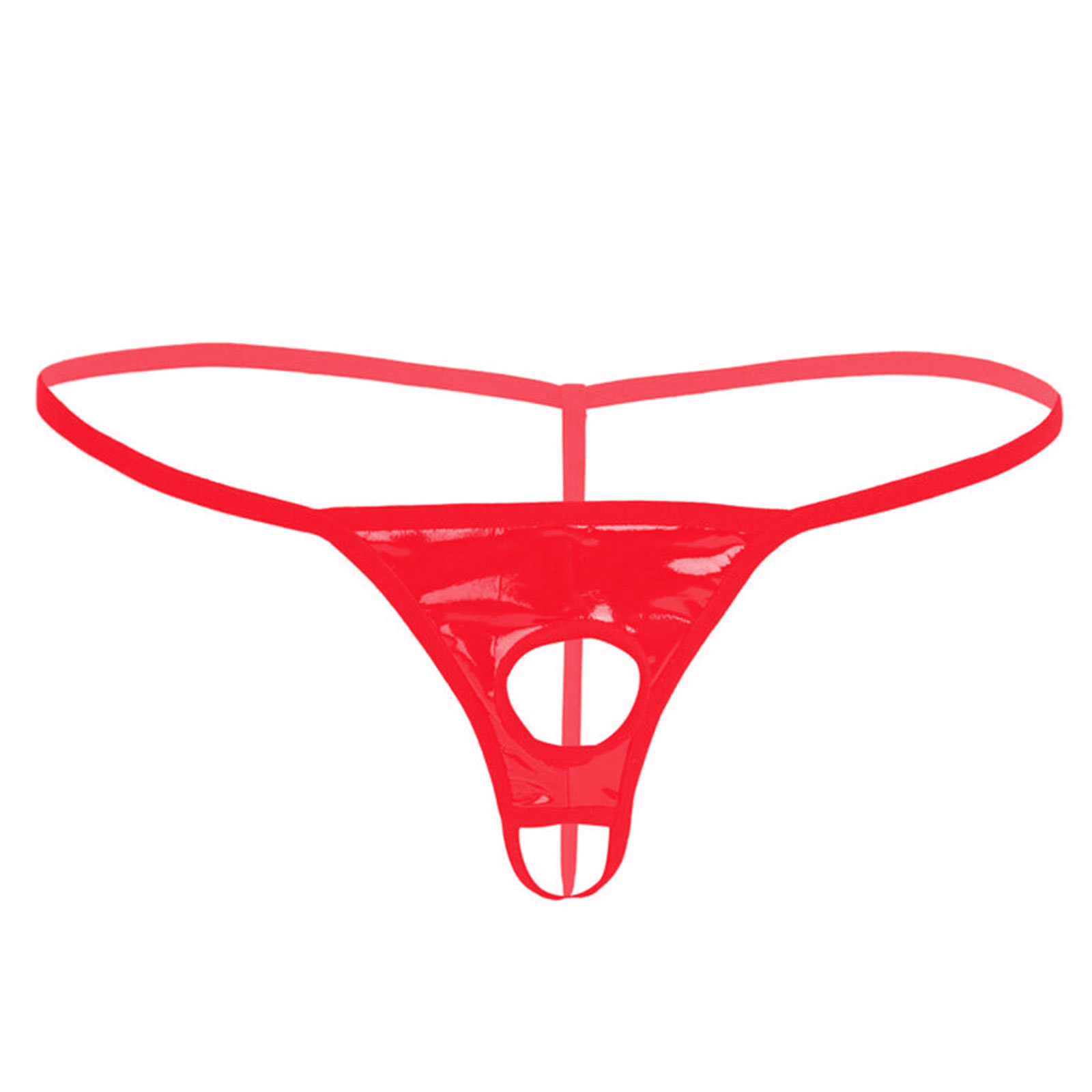 MSemis-Culotte en cuir verni pour hommes, sous-vêtements en string, string à bout ouvert, culotte gay pour hommes avec trous pour pénis, nouvelle lingerie sexy, également