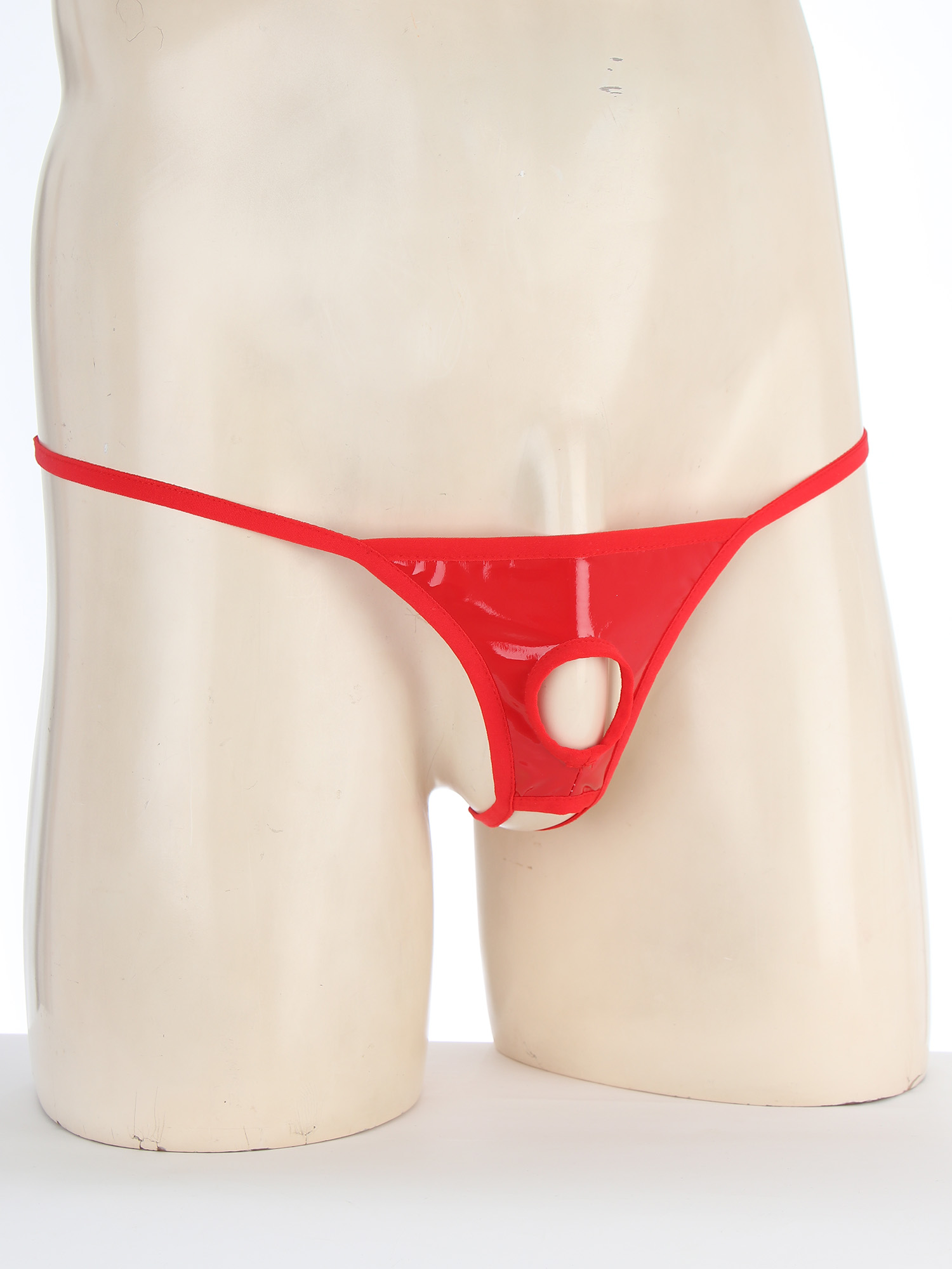 MSemis-Culotte en cuir verni pour hommes, sous-vêtements en string, string à bout ouvert, culotte gay pour hommes avec trous pour pénis, nouvelle lingerie sexy, également