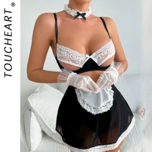 Toucheart-Uniforme sexy de femme de chambre imbibée, costume de cosplay le plus sexy, jupe sans entrejambe en dentelle, uniforme de femme de chambre Butter Desire, PerconsiderSex